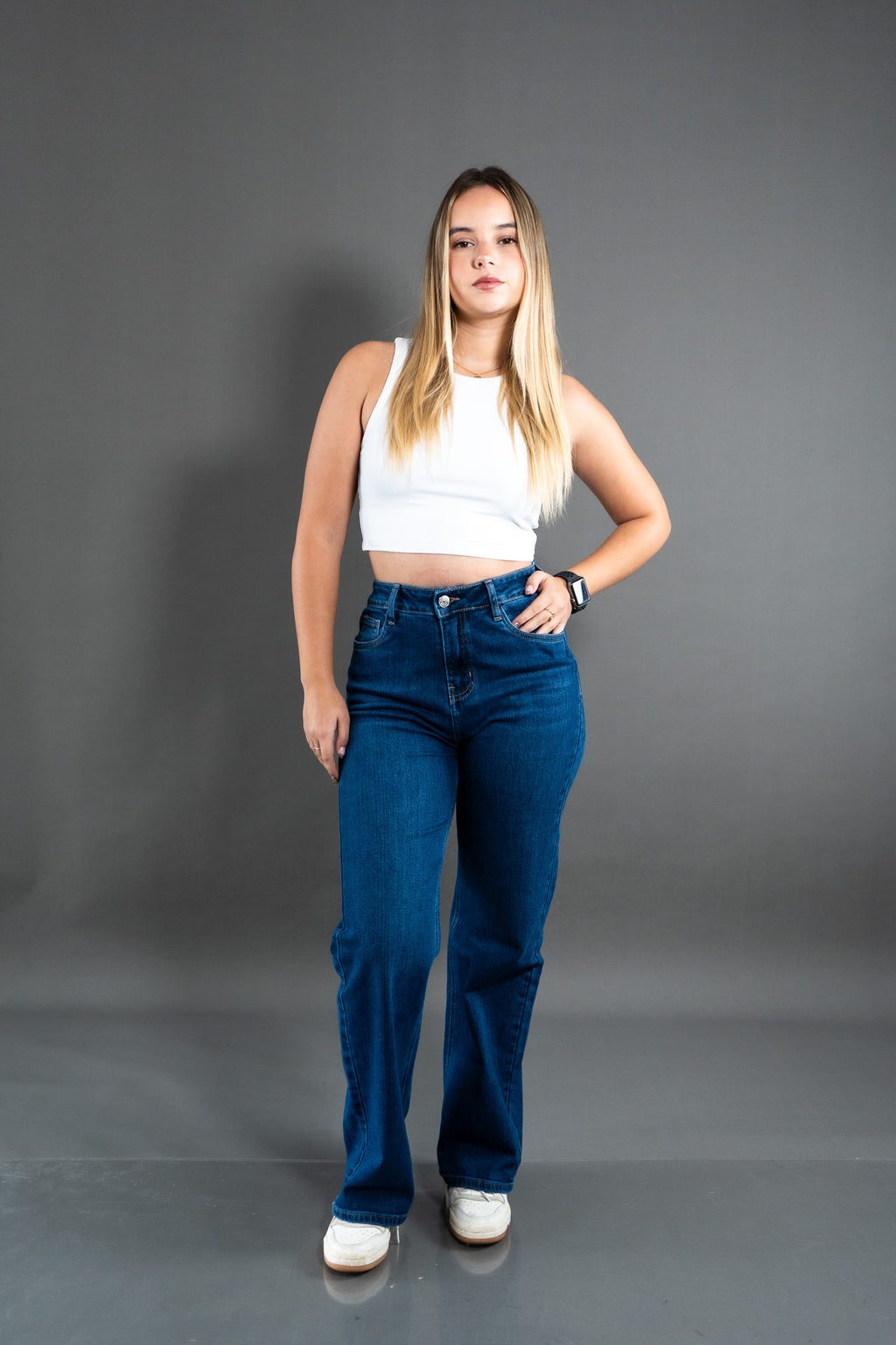 Wide Leg Azul Semi Stretch