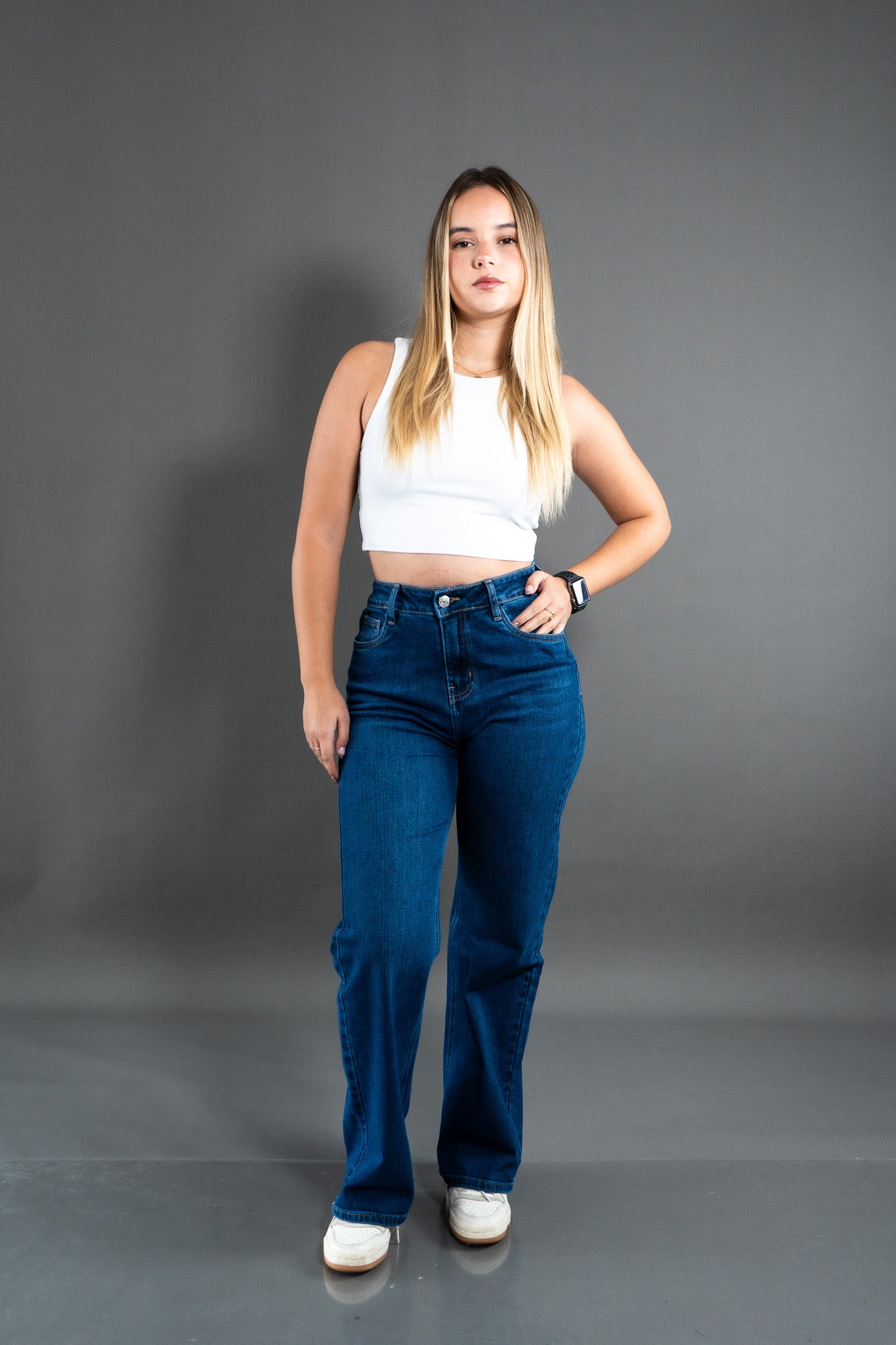 Wide Leg Azul Semi Stretch