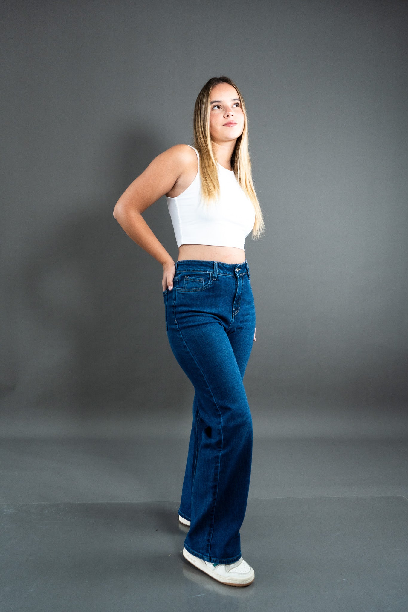 Wide Leg Azul Semi Stretch