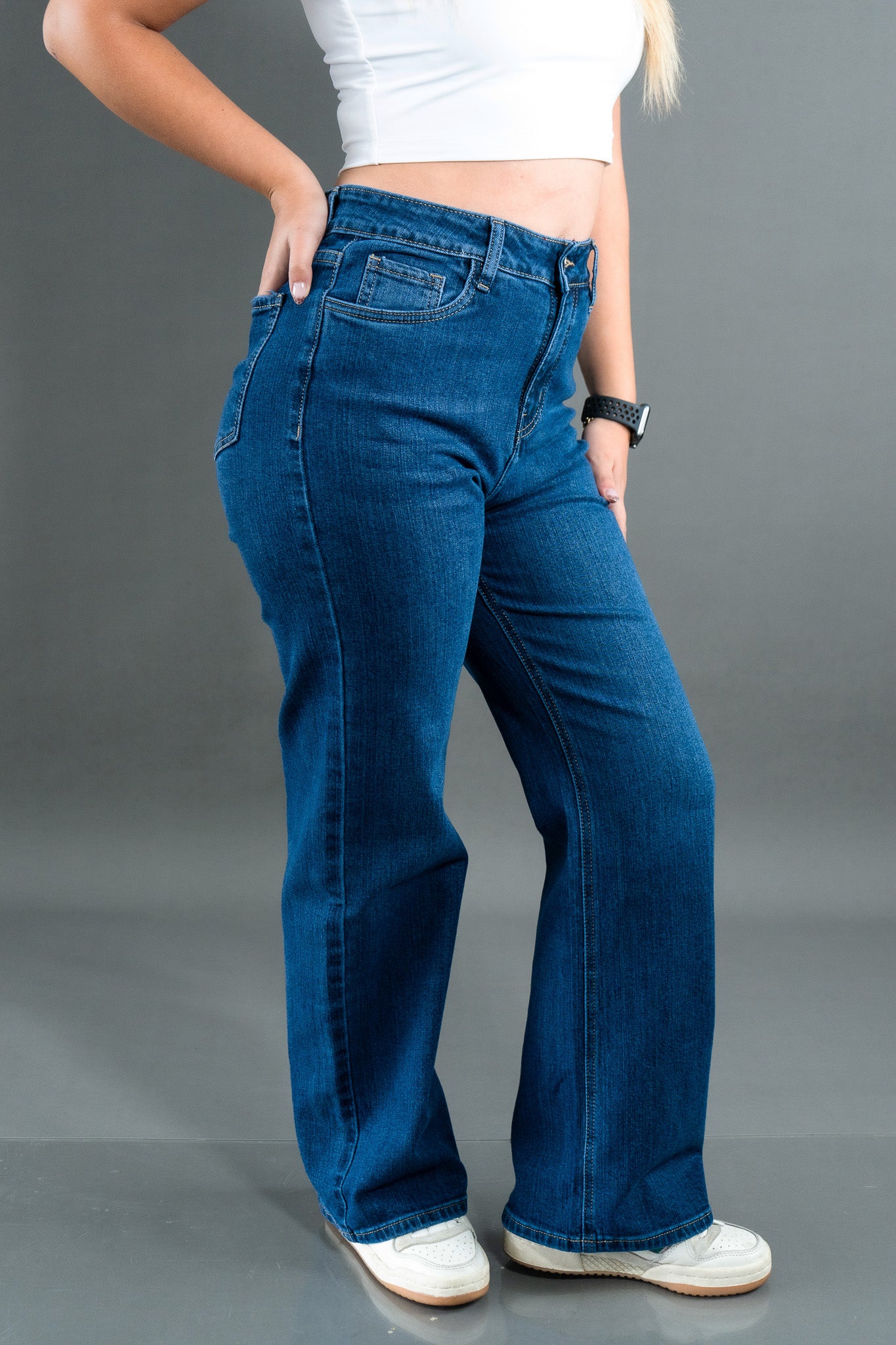 Wide Leg Azul Semi Stretch