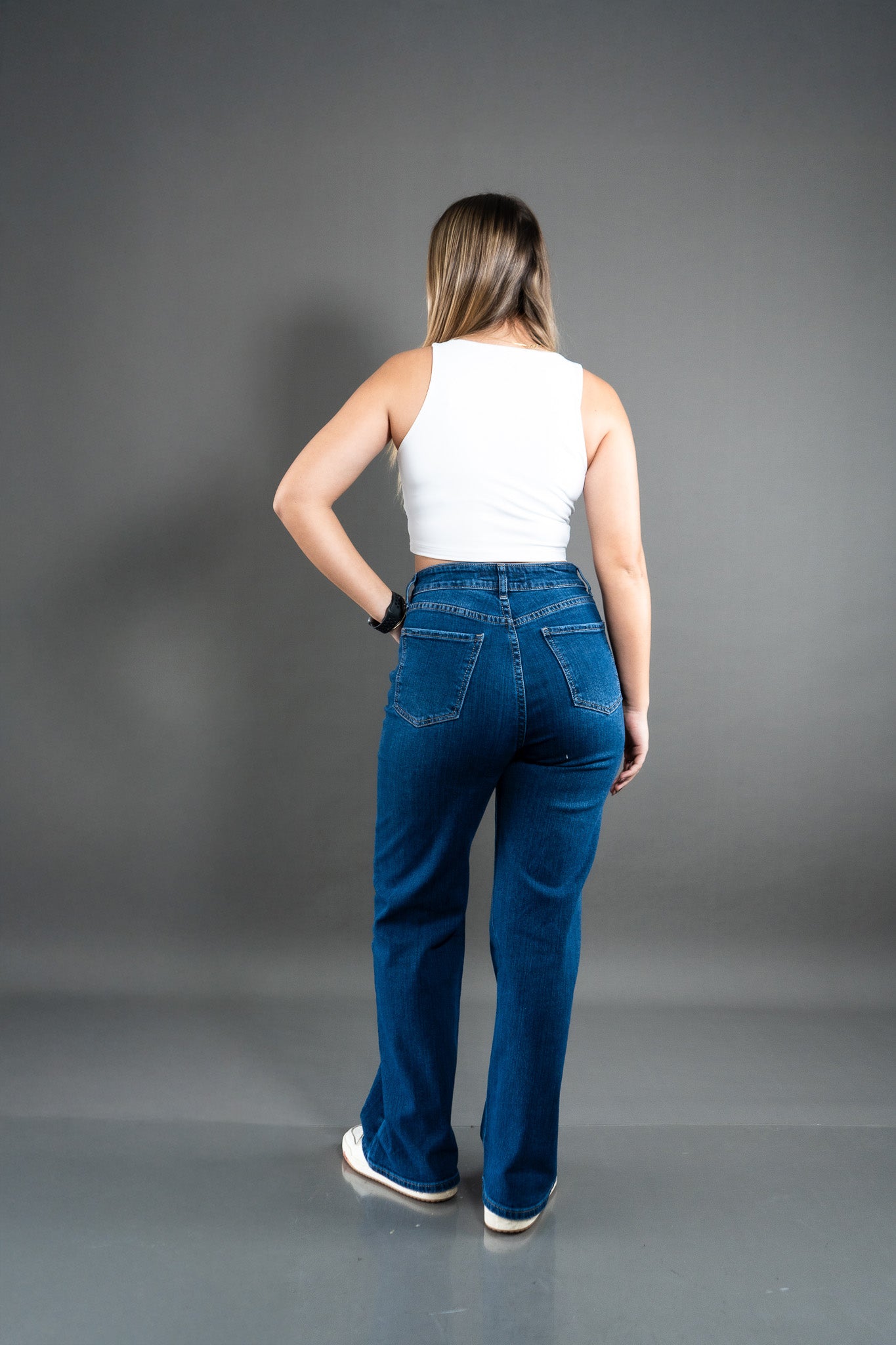Wide Leg Azul Semi Stretch