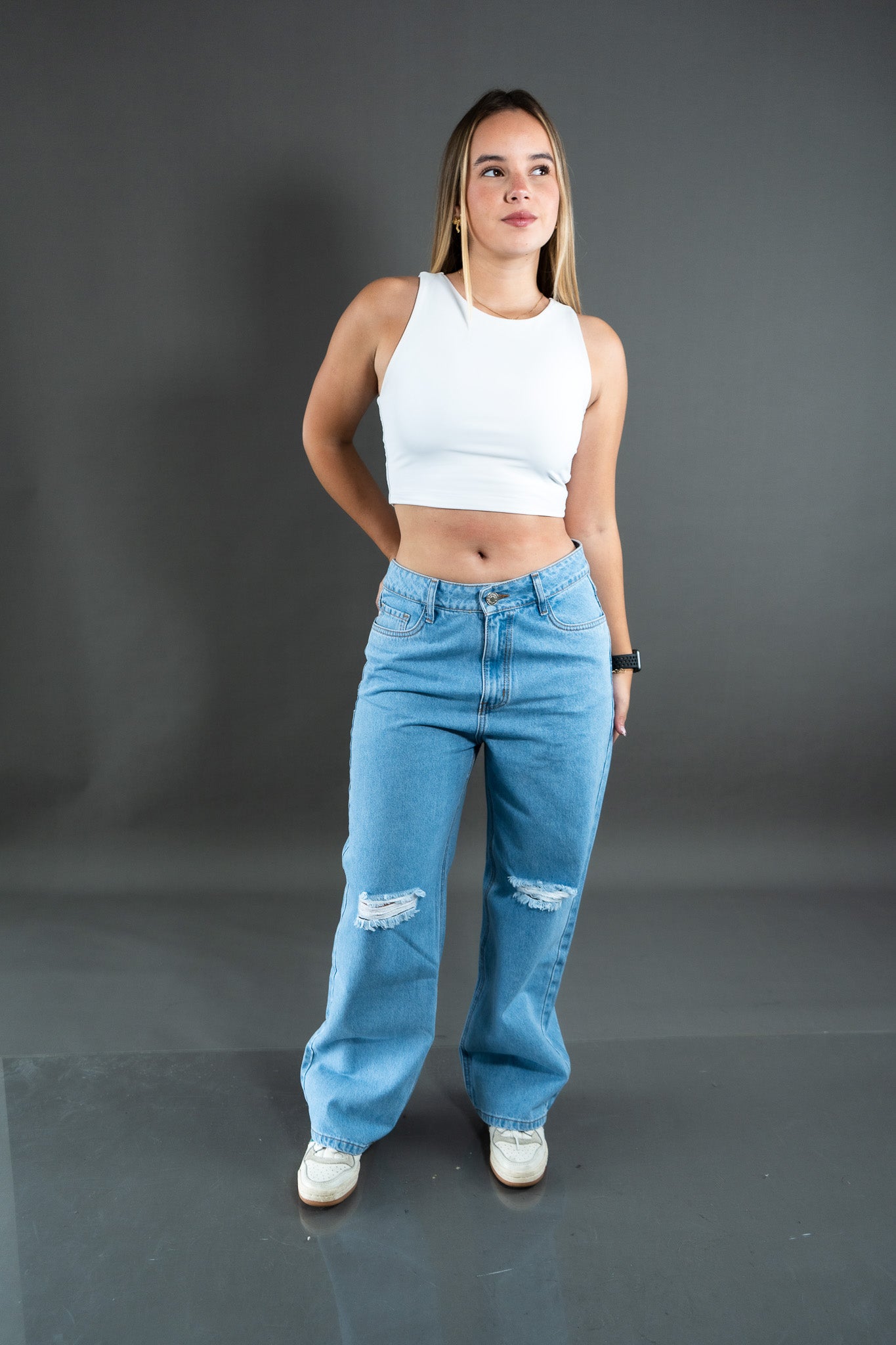 Wide Leg Ripped Hielo