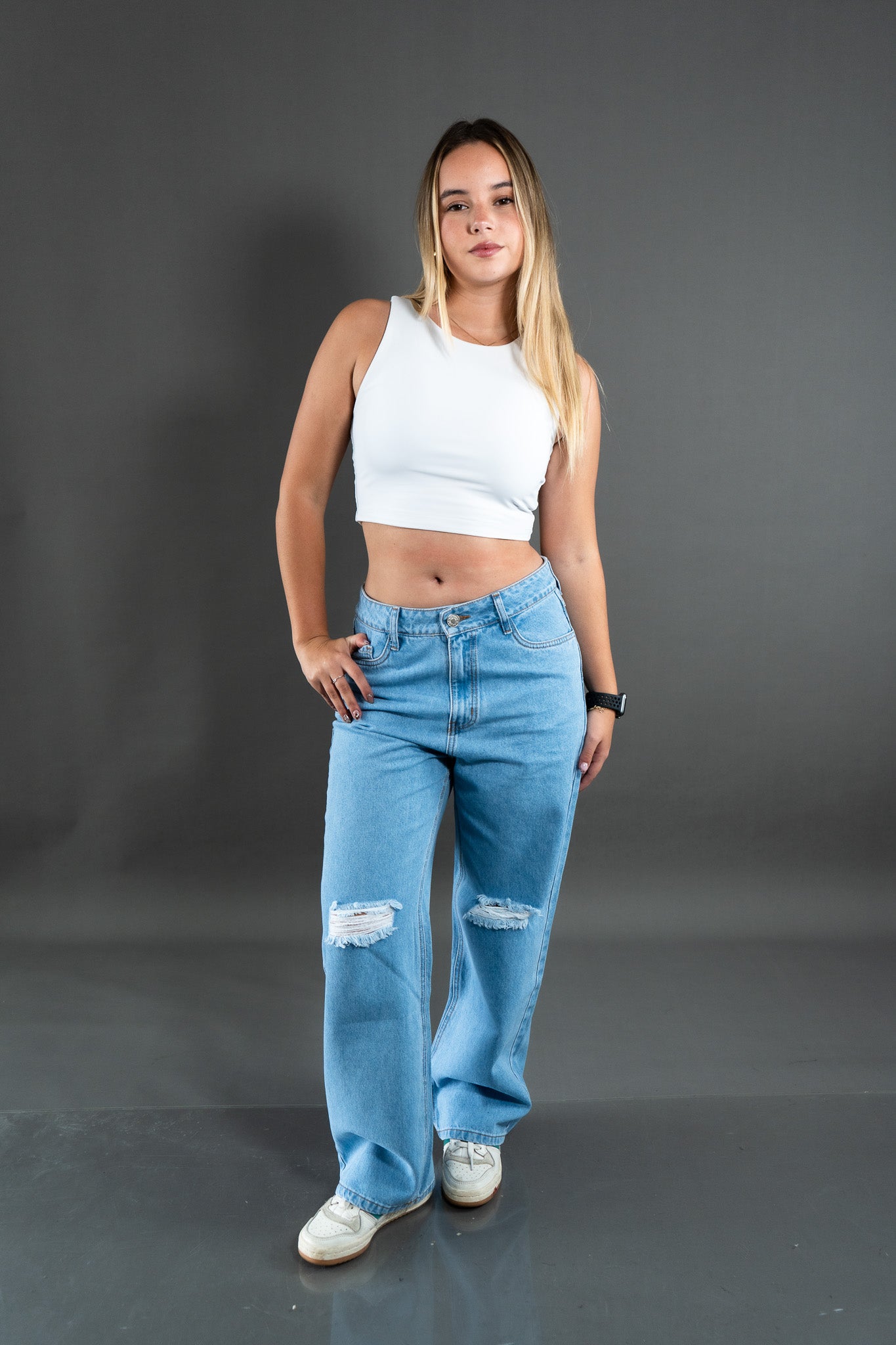 Wide Leg Ripped Hielo