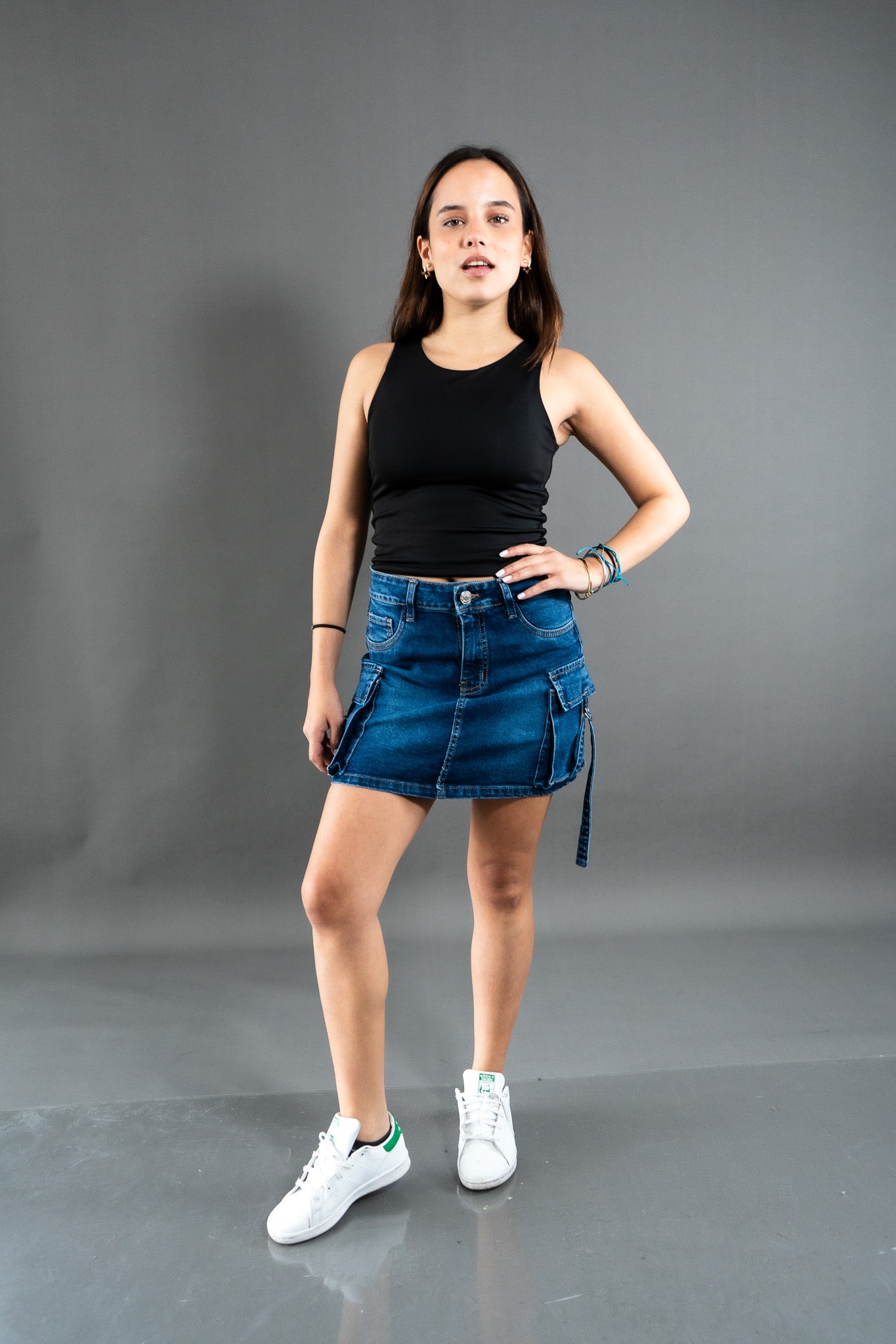 Falda Short Cargo Azul