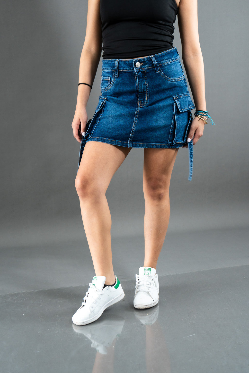 Falda Short Cargo Azul