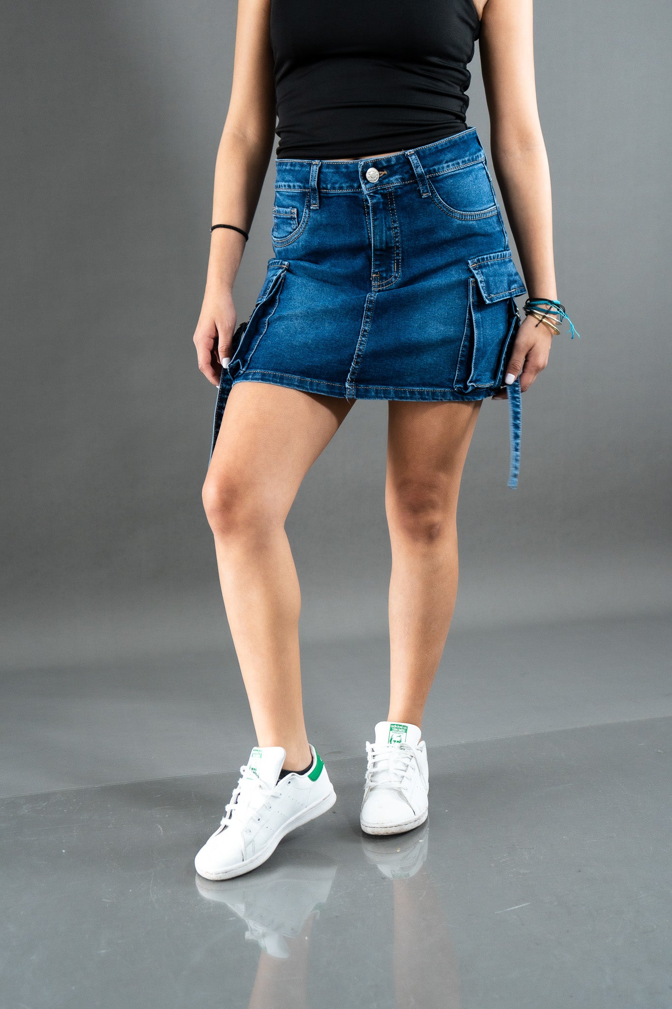 Falda Short Cargo Azul