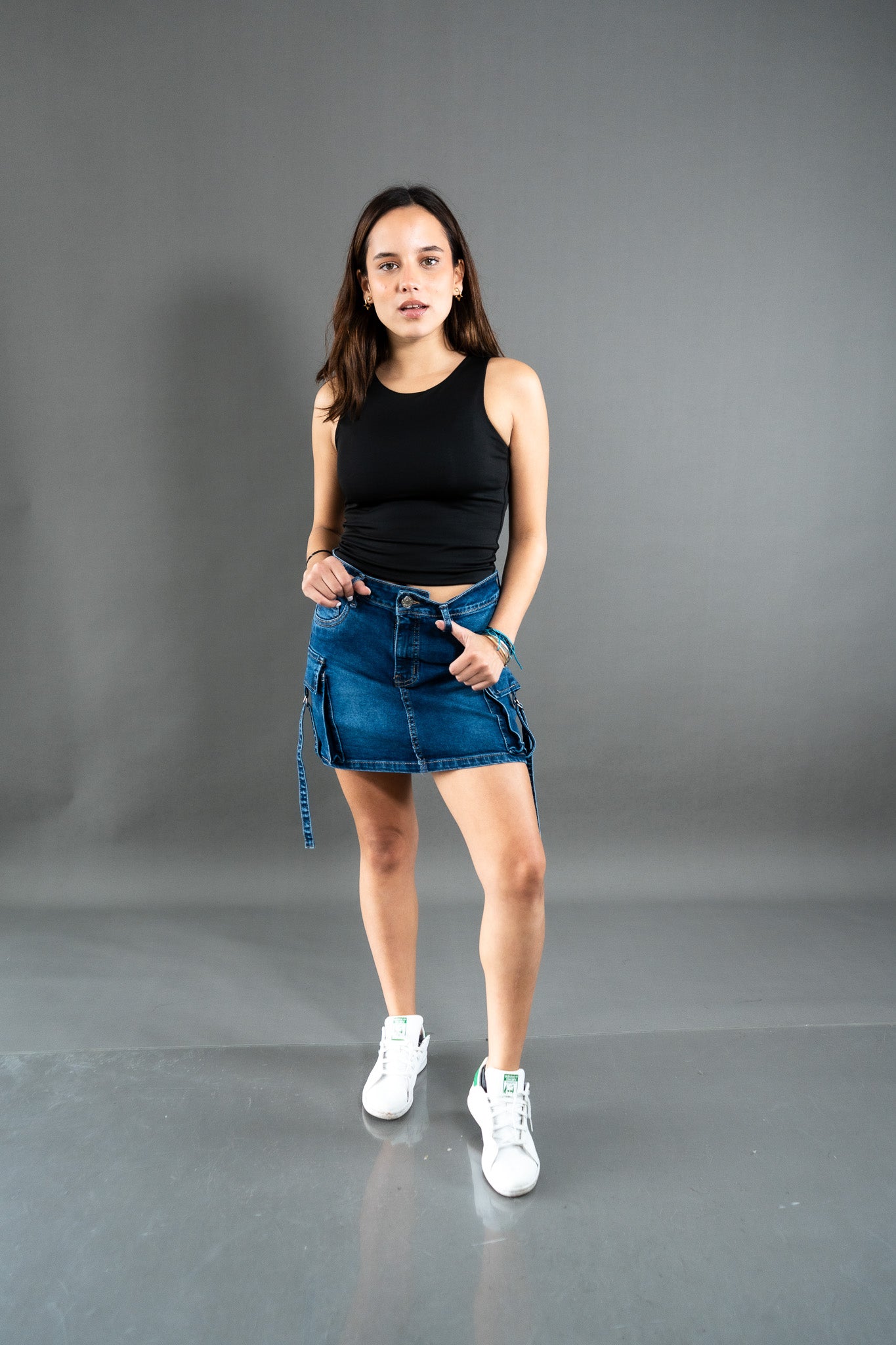 Falda Short Cargo Azul