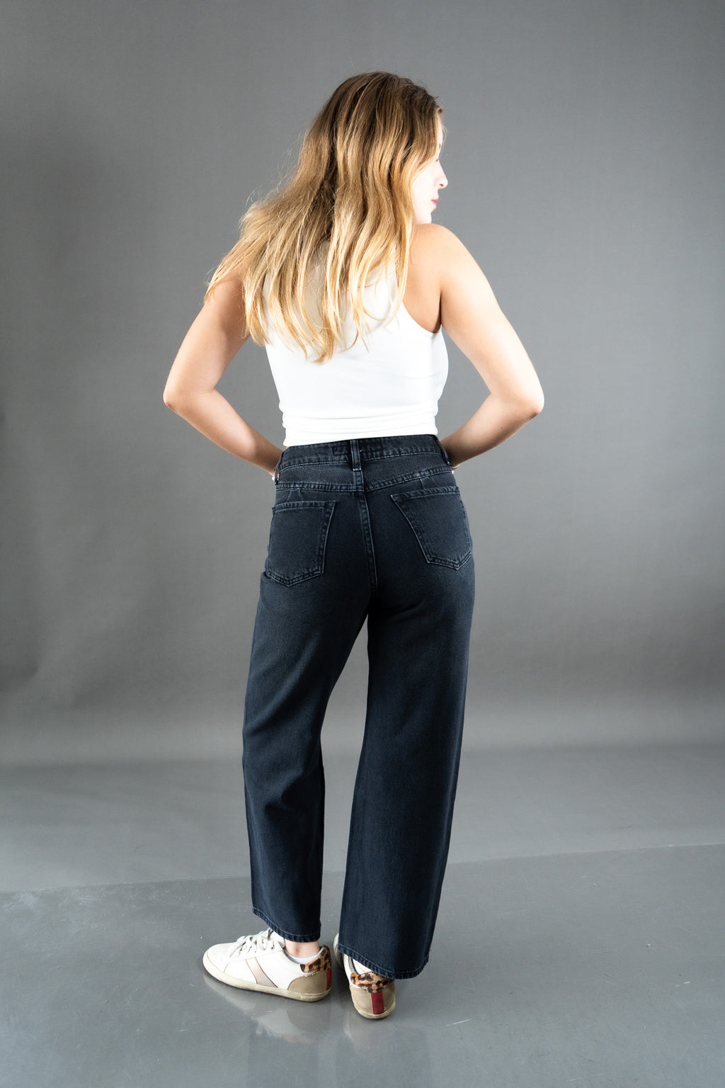 Wide Leg Ripped Plomo