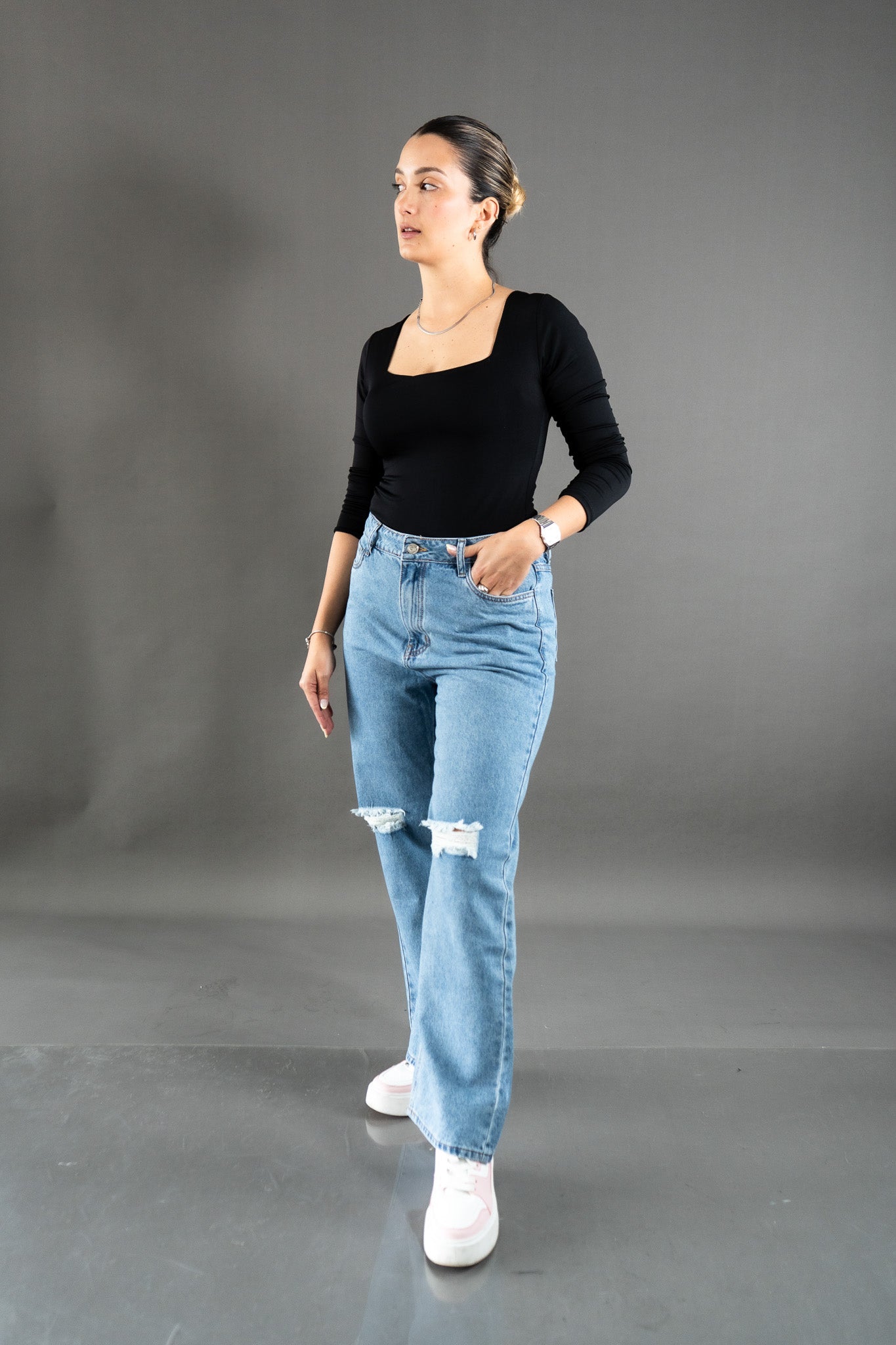 Wide Leg Ripped Cenizo