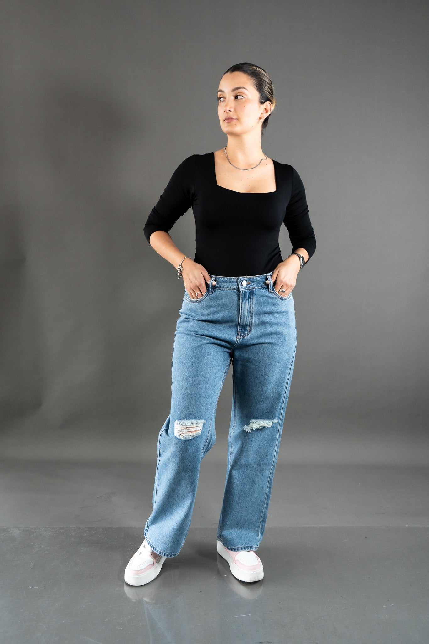 Wide Leg Ripped Cenizo